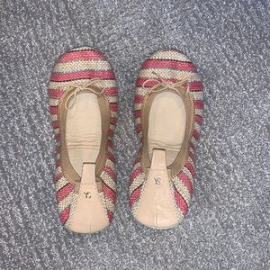 Yosi Samra Pink & Cream Patterned Flats